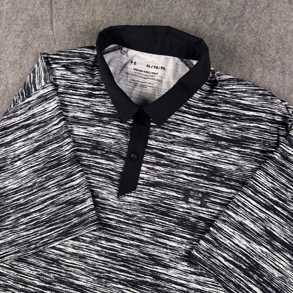 Under Armour Iso-Chill Polo Shirt Men's‎ XL Black White Golf Performance Stretch